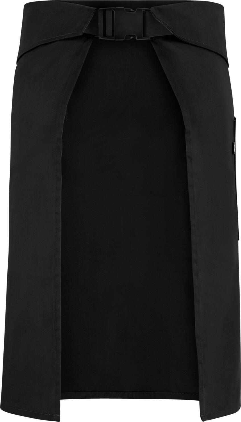JOBELINE LUSINI Solutions GmbH Apron Belt 60x80 cm (LxW) Schürze Belt 60x80 cm (LxB) Apron Belt 60x80 cm (LxW); 60x80 cm (LxW); black Schürze Belt 60x80 cm (LxB); 60x80 cm (LxB); schwarz 65% polyester, 35% cotton. 200 g/m². 60°C wash. Elegant apron made from a smooth, easy-care blended fabric. With a simple, elegant and flexible belt system. Individually adjustable and comfortable for any fit thanks to elastic bands with snap buttons to fix the set width. The fabric cover perfectly conceals the adjustable elastic belt. With a practical clip fastener at the back of the waist to quickly close and open the apron. With patch pocket on the side including pen pocket and tea towel loop. Pocket dimensions: 19.5 x 22.5 cm (WxL). 65 % Polyester, 35 % Baumwolle. 200 g/m². 60°-Wäsche. Elegante Schürze aus einem glatten, pflegeleichten Mischgewebe. Mit einem einfachen, eleganten und flexiblen Gürtelsystem. Individuell einstellbar und bequem für jede Passform dank Gummibändern mit Druckknöpfen zum Fixieren der eingestellten Weite. Der Stoffumschlag verdeckt dabei optimal den verstellbaren Gummigürtel. Mit einem praktischen Clip-Verschluss im Rücken der Taille zum schnellen Schließen und Öffnen der Schürze. Seitlich mit aufgesetzter Tasche inklusive Stifttasche und Geschirrtuchschlaufe. Taschenmaße: 19,5 x 22,5 cm (BxL)