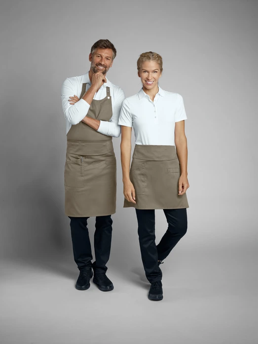 Jobeline Apron Belt 60x80 cm, Polyester-Cotton Blend, Taupe, OEKO-TEX Standard 100, Adjustable Elastic Band with Snap Buttons, Side Patch Pocket