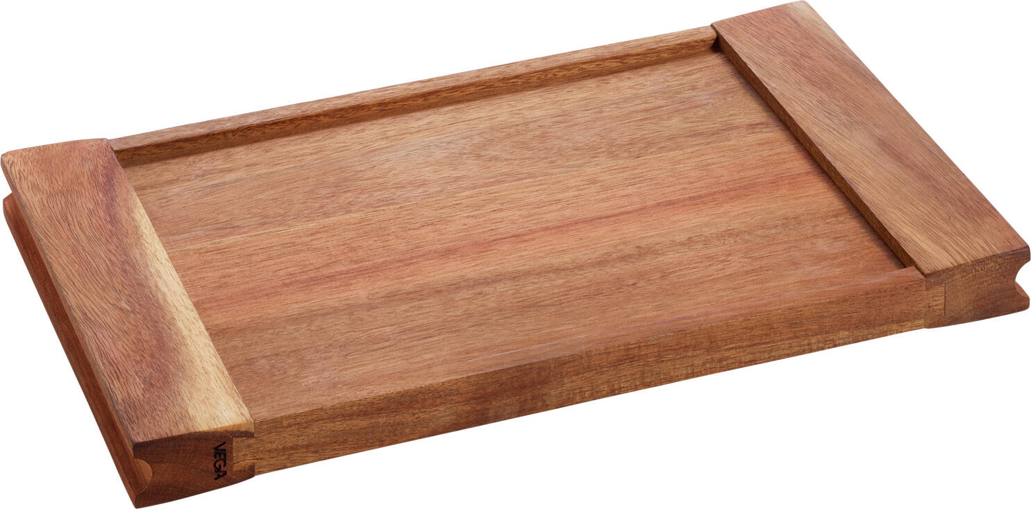 VEGA Aria Reversible Serving Board, Oiled Acacia Wood, Rectangular Food-Safe Platter, 35.4 x 21 x 2.8 cm, Acacia Brown