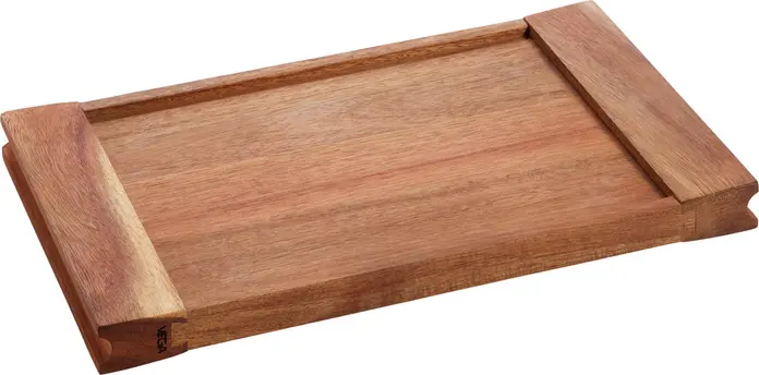 VEGA Aria Reversible Serving Board, Oiled Acacia Wood, Rectangular Food-Safe Platter, 35.4 x 21 x 2.8 cm, Acacia Brown