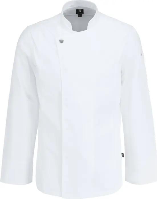 Jobeline Carter Men's Chef's Jacket, White, Size 60, 65% Polyester 35% Cotton, Long-Sleeved with Roll-up, Breathable Mesh Inserts, Concealed Snap Placket