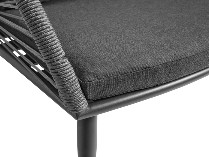 Scaun Exterior VEGA LUSINI Alcamo, Antracit, Cadru Aluminiu Vopsit Electrostatic, Rattan din Sfoara Forma Evantai, Perna Olefina Demontabila, 58x64x82 cm