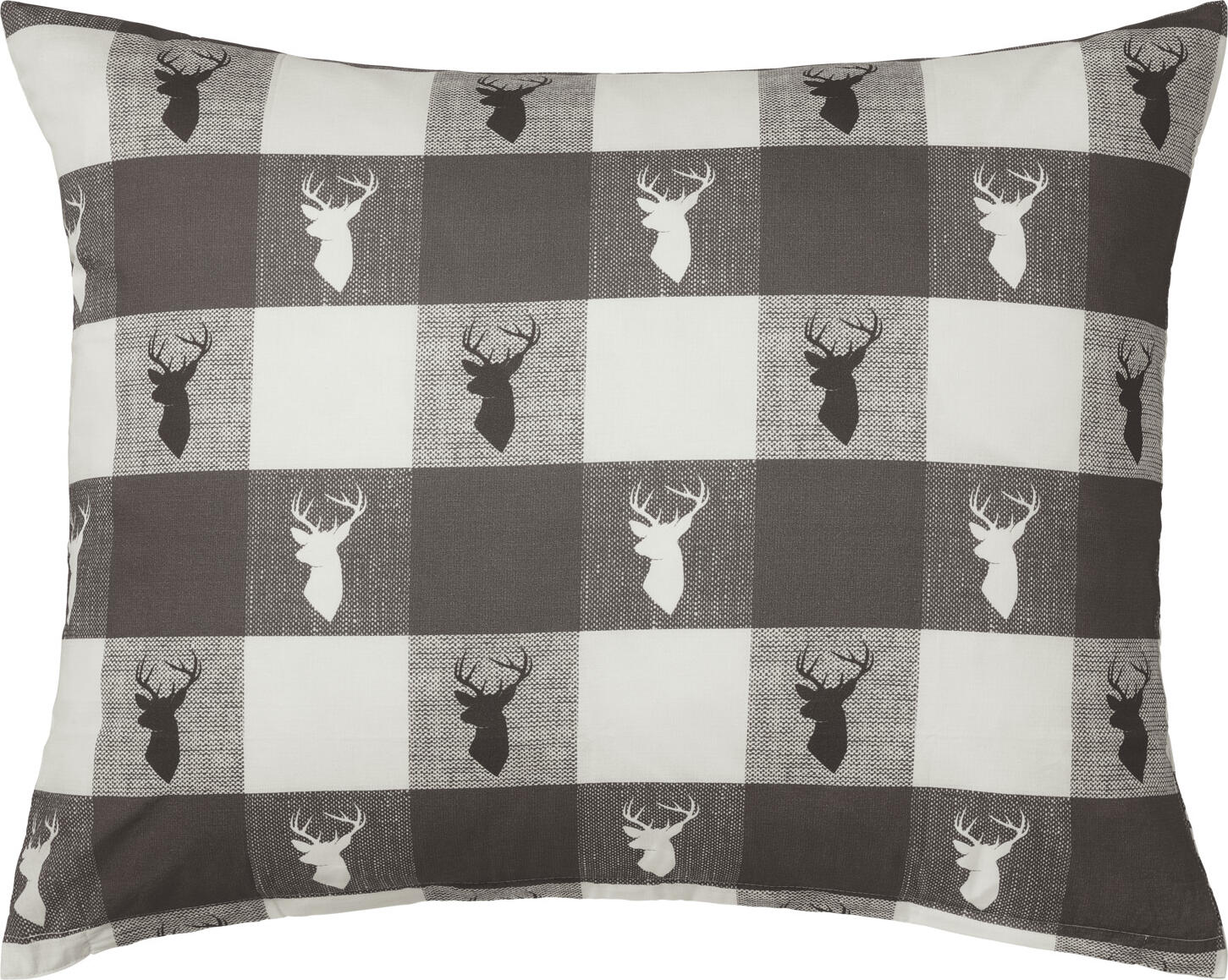 ERWIN M. LUSINI Solutions GmbH Pillow cover Villach Kissenbezug Villach Pillow cover Villach; 60x80 cm (LxW); grey/white Kissenbezug Villach; 60x80 cm (LxB); grau/weiß 100% cotton. Weight approx. 110 g/m². Checked pillow cover with alpine deer design made from durable cotton. Underside of duvet cover is plain. Zipper for quick bedding changes. The bed linen reaches the specified size after three washes. Thread count (TC): 144 threads per inch Weave: Percale 100 % Baumwolle. Gewicht ca. 110 g/m². Karierter Kissenbezug mit alpinem Hirsch-Design aus strapazierfähiger Baumwolle. Unterseite des Bettbezugs in Uni. Reißverschluss für schnelles beziehen. Die Bettwäsche erreicht nach dreimaligem Waschen die angegebene Größe. Thread Count (TC) -Fadendichte: 144 Fäden je Inch Webart: Perkal