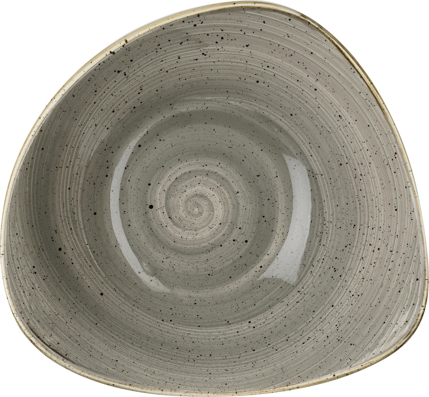 Churchill Stonecast Blueberry Triangular Bowl, 370ml Super Vitrified Porcelain, Grey-brown Hand-decorated Glaze, Professional Grade, 18.5x18.5cm