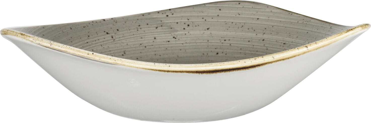 Churchill Stonecast Blueberry Triangular Bowl, 370ml Super Vitrified Porcelain, Grey-brown Hand-decorated Glaze, Professional Grade, 18.5x18.5cm
