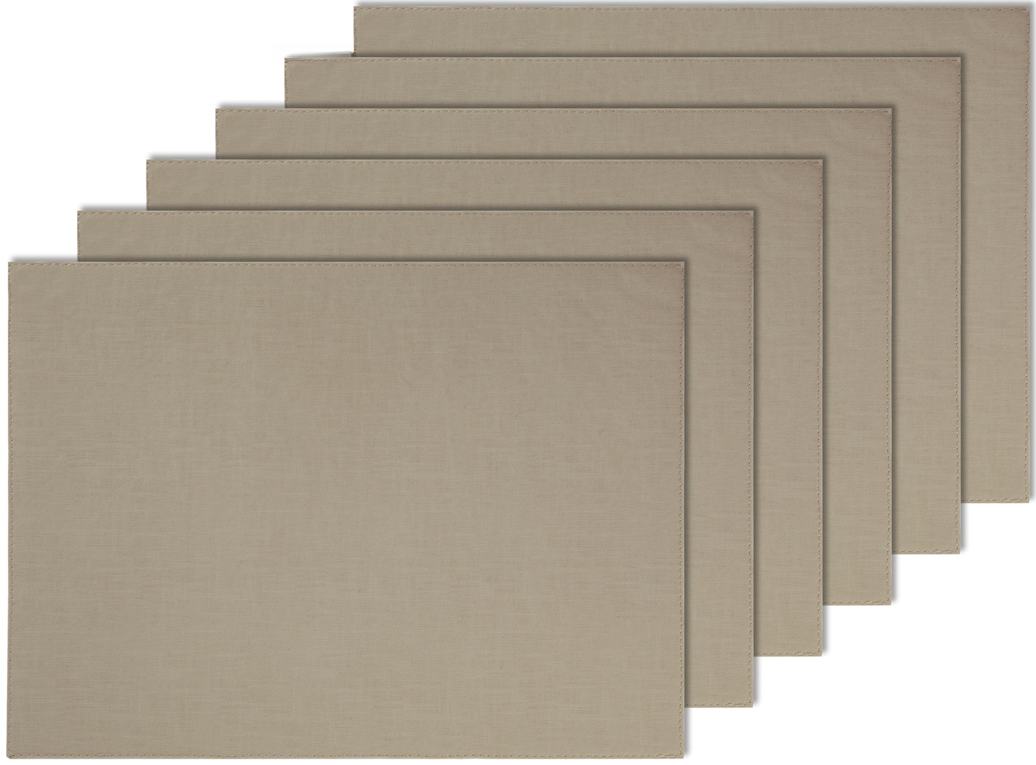 Set Servete de Masa Rectangulare Erwin M. Tecido, Culoare Nisip, Piele Imitatie Aspect Textil cu Strat PU, 32.5 x 44 cm, Intretinere prin Stergere