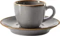 VEGA Sidina Espresso Cup Set of 6, 80ml Porcelain Coffee Cups, Grey Speckled with Brown Rim, Dishwasher and Microwave Safe, Professional Catering