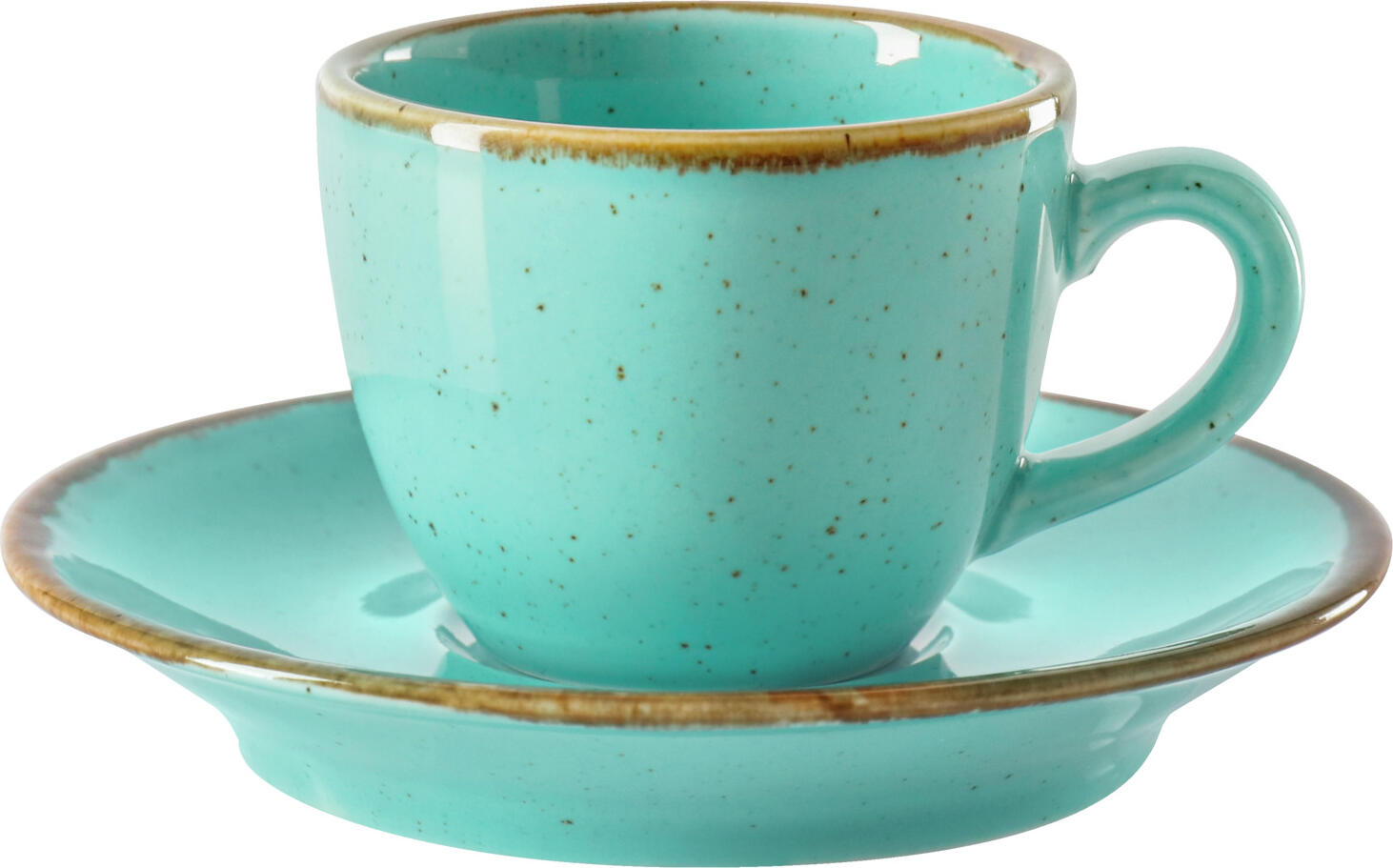 LUSINI Sidina Espresso Cup, 80ml Turquoise Colored Porcelain, Ceramic Look with Irregular Glaze Edges, Dishwasher and Microwave Safe, Professional Gastronomy