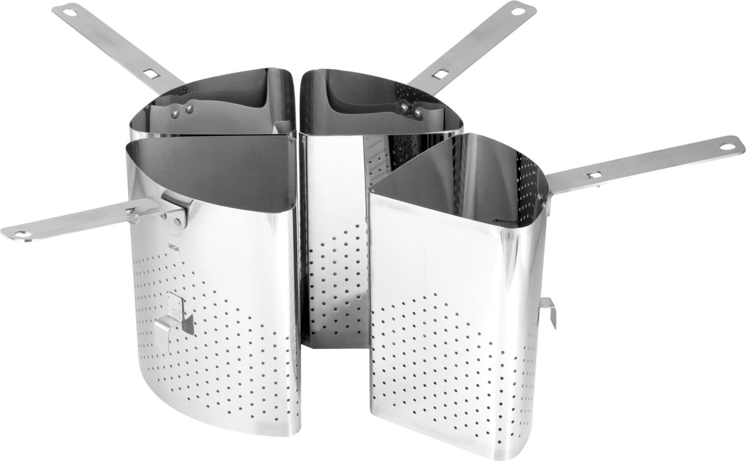 VEGA Sternis Pasta Cooking Insert, 5L Perforated Triangular Strainer, 18/10 Chrome-Nickel Stainless Steel, 15.5x15.5x23.3 cm, Silver