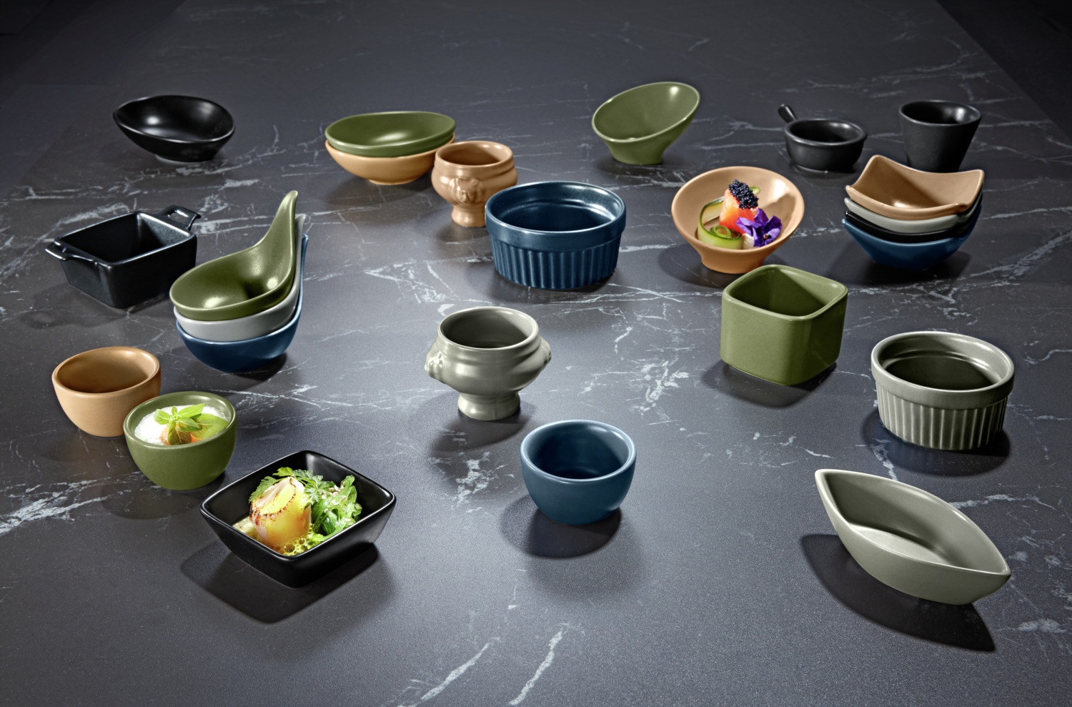 VEGA Mini bowl Tropfen Porcelain Small Bowl 60ml Olive Green, Dishwasher and Microwave Safe, 8.8 x 6.8 x 6.3 cm