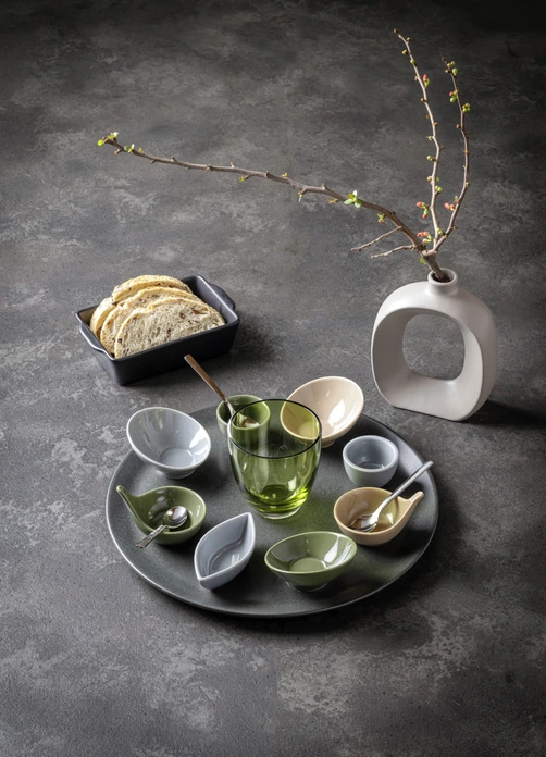 VEGA Mini bowl Tropfen Porcelain Small Bowl 60ml Olive Green, Dishwasher and Microwave Safe, 8.8 x 6.8 x 6.3 cm