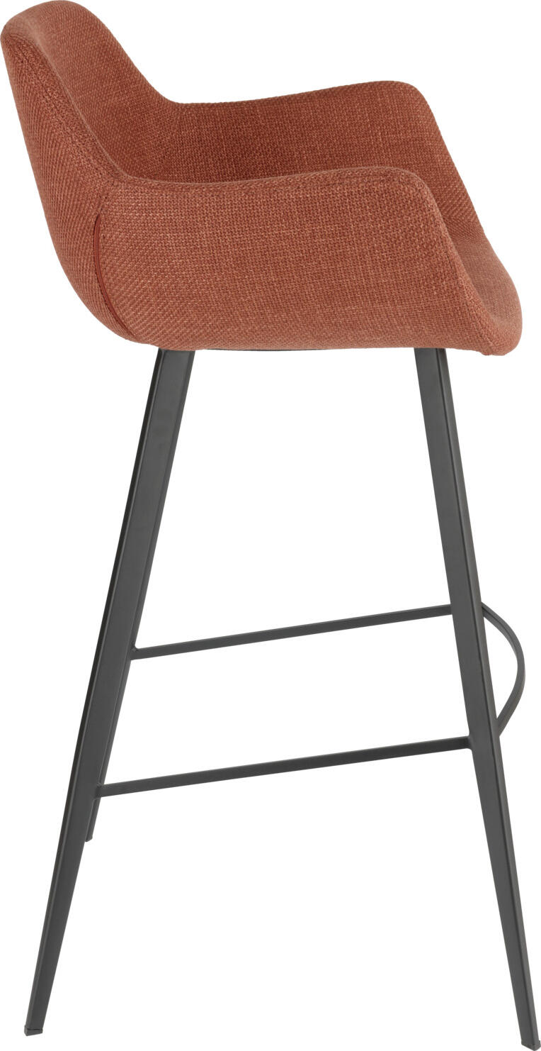 Scaun Bar VEGA LUSINI Limea, Scaun Ergonomic din Material Robust Culoare Roșcat, Picioare din Metal Vopsit Electrostatic cu Repedeor, 57x54x102 cm, pentru Bistro si Hoteluri