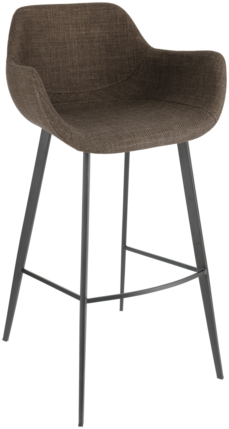 VEGA LUSINI Solutions GmbH Bar stool Limea Barstuhl Limea Bar stool Limea; 57x54x102 cm (WxDxH); seat brown, base black; 2 piece / pack Barstuhl Limea; 57x54x102 cm (BxTxH); Sitz braun, Gestell schwarz; 2 Stück / Pack This elegant bar chair combines modern design with high functionality and is tailor-made for daily use in the catering trade. The ergonomically shaped seat shell made of high-quality fabric offers outstanding seating comfort and ensures that guests remain seated comfortably even for long periods of time. The powder-coated metal legs not only give the bar stool a clear, contemporary look, but also excellent stability - ideal for high-traffic areas such as bars, bistro counters, hotel lounges or café counters. The integrated footrest further increases comfort and makes the bar stool a favourite seat. The hard-wearing fabric cover is easy to clean and ideally suited for long-term use in a professional environment. Thanks to its harmonious design, the bar chair can be perfectly combined with lounge furniture from the same series. * Ergonomic seat shell made of robust fabric * Powder-coated metal legs for high stability * Integrated footrest for added comfort * Easy to clean, durable and ideal for intensive catering use * Perfect for bars, hotel lobbies, bistro areas and counters A stylish bar stool that perfectly combines comfort, function and design and adds a high-quality touch to any catering ambience. Dieser elegante Barstuhl verbindet modernes Design mit hoher Funktionalität und ist maßgeschneidert für den täglichen Einsatz in der Gastronomie. Die ergonomisch geformte Sitzschale aus hochwertigem Stoff bietet hervorragenden Sitzkomfort und sorgt dafür, dass Gäste auch bei längeren Aufenthalten bequem sitzen. Die pulverbeschichteten Metallbeine verleihen dem Barstuhl nicht nur eine klare, zeitgemäße Optik, sondern auch eine ausgezeichnete Stabilität – ideal für stark frequentierte Bereiche wie Bars, Bistrotheken, Hotel-Lounges oder Café-Theken. Die integrierte Fußstütze erhöht den Komfort zusätzlich und macht den Barstuhl zu einem beliebten Sitzplatz. Der strapazierfähige Stoffbezug ist pflegeleicht und für die dauerhafte Nutzung im professionellen Umfeld bestens geeignet. Dank seines harmonischen Designs lässt sich der Barstuhl perfekt mit Lounge-Mobiliar derselben Serie kombinieren. * Ergonomische Sitzschale aus robustem Stoff * Pulverbeschichtete Metallbeine für hohe Stabilität * Integrierte Fußstütze für zusätzlichen Komfort * Pflegeleicht, langlebig und ideal für den intensiven Gastro-Einsatz * Perfekt für Bars, Hotellobbys, Bistrobereiche und Theken Ein stilvoller Barstuhl, der Komfort, Funktion und Design perfekt vereint und jedem Gastronomie-Ambiente eine hochwertige Note verleiht.