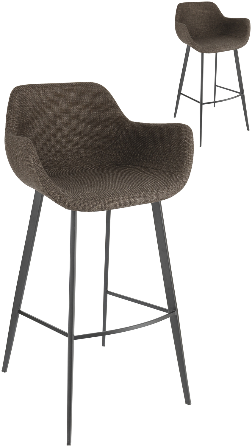 VEGA Limea Bar Stool with Armrests and Footrest, Polyester Fabric Seat, Powder-coated Metal Frame, 102 cm Height, 160 kg Max Load, Indoor Catering