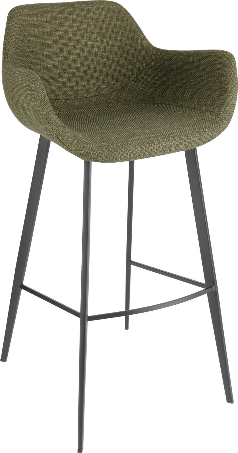VEGA LUSINI Solutions GmbH Bar stool Limea Barstuhl Limea Bar stool Limea; 57x54x102 cm (WxDxH); seat olive, base black; 2 piece / pack Barstuhl Limea; 57x54x102 cm (BxTxH); Sitz oliv, Gestell schwarz; 2 Stück / Pack This elegant bar chair combines modern design with high functionality and is tailor-made for daily use in the catering trade. The ergonomically shaped seat shell made of high-quality fabric offers outstanding seating comfort and ensures that guests remain seated comfortably even for long periods of time. The powder-coated metal legs not only give the bar stool a clear, contemporary look, but also excellent stability - ideal for high-traffic areas such as bars, bistro counters, hotel lounges or café counters. The integrated footrest further increases comfort and makes the bar stool a favourite seat. The hard-wearing fabric cover is easy to clean and ideally suited for long-term use in a professional environment. Thanks to its harmonious design, the bar chair can be perfectly combined with lounge furniture from the same series. * Ergonomic seat shell made of robust fabric * Powder-coated metal legs for high stability * Integrated footrest for added comfort * Easy to clean, durable and ideal for intensive catering use * Perfect for bars, hotel lobbies, bistro areas and counters A stylish bar stool that perfectly combines comfort, function and design and adds a high-quality touch to any catering ambience. Dieser elegante Barstuhl verbindet modernes Design mit hoher Funktionalität und ist maßgeschneidert für den täglichen Einsatz in der Gastronomie. Die ergonomisch geformte Sitzschale aus hochwertigem Stoff bietet hervorragenden Sitzkomfort und sorgt dafür, dass Gäste auch bei längeren Aufenthalten bequem sitzen. Die pulverbeschichteten Metallbeine verleihen dem Barstuhl nicht nur eine klare, zeitgemäße Optik, sondern auch eine ausgezeichnete Stabilität – ideal für stark frequentierte Bereiche wie Bars, Bistrotheken, Hotel-Lounges oder Café-Theken. Die integrierte Fußstütze erhöht den Komfort zusätzlich und macht den Barstuhl zu einem beliebten Sitzplatz. Der strapazierfähige Stoffbezug ist pflegeleicht und für die dauerhafte Nutzung im professionellen Umfeld bestens geeignet. Dank seines harmonischen Designs lässt sich der Barstuhl perfekt mit Lounge-Mobiliar derselben Serie kombinieren. * Ergonomische Sitzschale aus robustem Stoff * Pulverbeschichtete Metallbeine für hohe Stabilität * Integrierte Fußstütze für zusätzlichen Komfort * Pflegeleicht, langlebig und ideal für den intensiven Gastro-Einsatz * Perfekt für Bars, Hotellobbys, Bistrobereiche und Theken Ein stilvoller Barstuhl, der Komfort, Funktion und Design perfekt vereint und jedem Gastronomie-Ambiente eine hochwertige Note verleiht.
