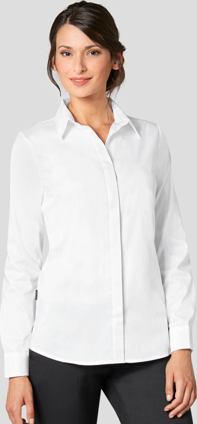 Jobeline Fiore Women's Long Sleeve Blouse, Cotton-Polyester Blend, Regular Fit, Concealed Placket, Easy-Care, OEKO-TEX Certified