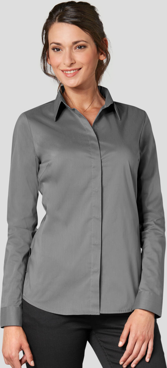 JOBELINE Fiore Women's Long Sleeve Blouse, Cotton-Polyester Blend, Regular Fit, Easy-Iron, OEKO-TEX Standard 100, Grey