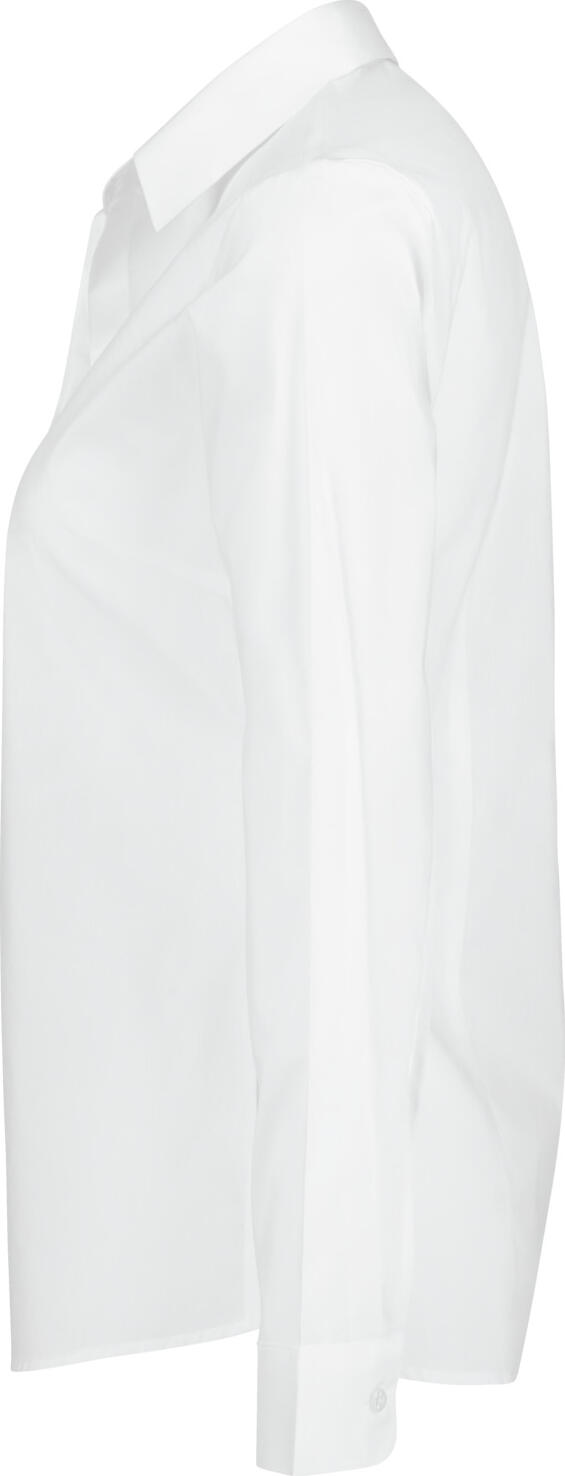 Jobeline Fiore Women's Long Sleeve Blouse, White, Regular Fit, Easy-Care Cotton-Polyester Blend, Concealed Placket, Extra-Long Back, OEKO-TEX Certified