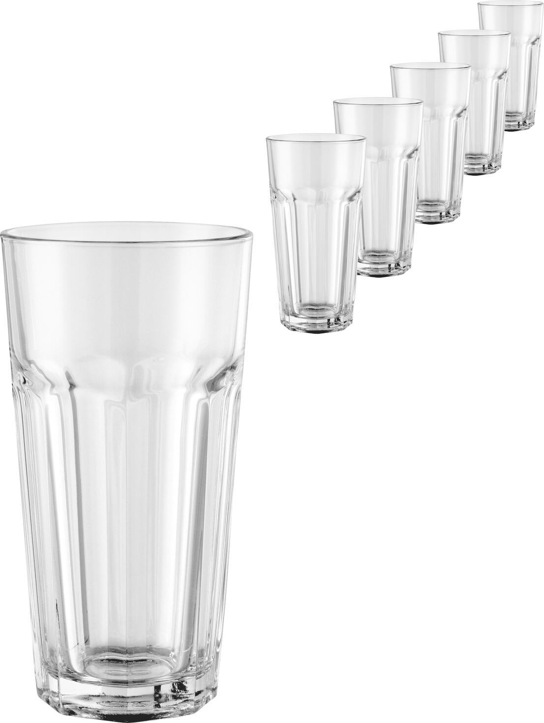 Pasabahce Casablanca Long Drink Glass, 480ml Tempered Transparent Glass, 16cm Height, Stackable, Dishwasher Safe, Robust Heavy Quality