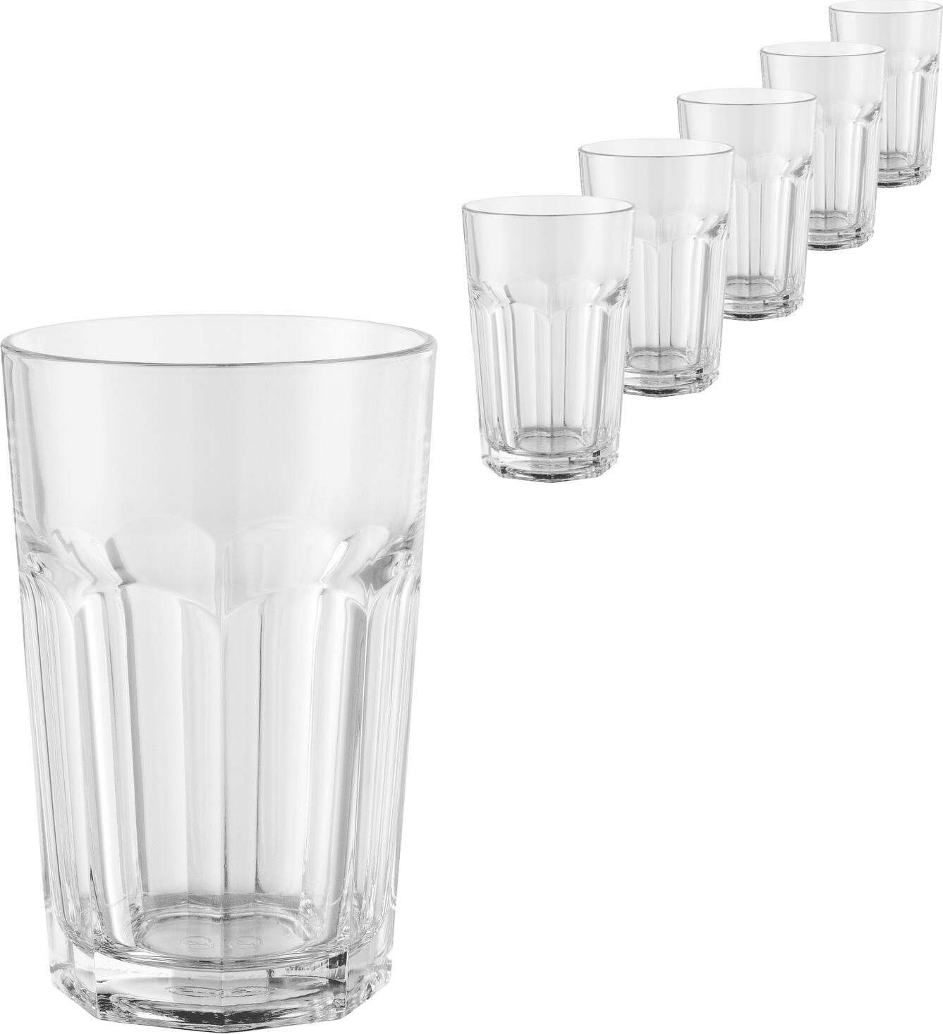 Pasabahce Casablanca Long Drink Glass 360ml, Tempered Transparent Glass, Stackable and Dishwasher Safe, Robust Heavy Quality, 12.2cm Height