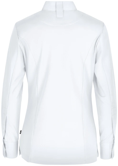 JOBELINE LUSINI Solutions GmbH Women's chef's jacket Marco long-sleeved Damen Kochjacke Marco Langarm Women's chef's jacket Marco long-sleeved; Size 42; white Damen Kochjacke Marco Langarm; Kleidergröße 42; weiß 65 % polyester, 35 % cotton. 150 g/m². 60 °C wash. Elegant women's chef jacket made of an extra-light and breathable fabric. With stand-up collar and concealed snap button placket, as well as a two-section upper arm pocket. With an inset piped pocket on the chest and practical bib apron loop at the neck. The sleeve end is formed by a classic shirt cuff with snap buttons. The entire back, as well as the lower part of the sleeves, is made of a breathable and elastic piqué material, which ensures a slim and extremely comfortable fit. Slightly tailored cut. Back length: 68 cm for size 36. 65 % Polyester, 35 % Baumwolle. 150 g/m². 60°-Wäsche Elegante Damenkochjacke aus einem extraleichten und atmungsaktiven Gewebe. Mit Stehkragen und verdeckter Druckknopfleiste, sowie einer zweigeteilten Oberarmtasche. Mit einer eingelassenen Paspeltasche auf der Brust und praktischen Latzschürzenschlaufe im Nacken. Den Ärmelabschluss bildet eine klassische Hemdenmanschette mit Druckknöpfen. Die gesamte Rückenpartie, sowie der untere Teil der Ärmel besteht aus einem atmungsaktiven und elastischem Piqué Material, das für eine schmale und äußerst bequeme Passform sorgt. Leicht tailliert geschnitten. Rückenlänge: 68 cm in Gr. 36
