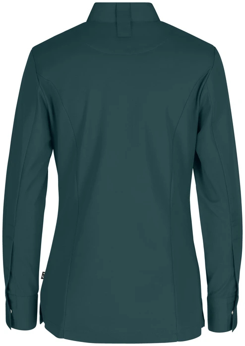 Jobeline Marco Women's Chef Jacket, Long-Sleeved, 65% Polyester 35% Cotton, Breathable Pique Back, Concealed Snap Buttons, Petrol Green