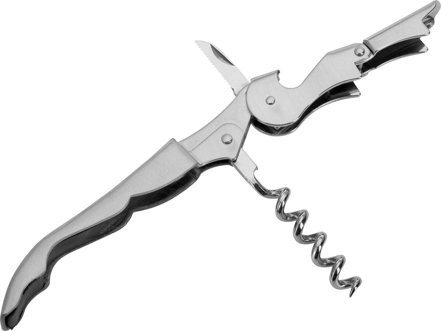 Westmark Kellnermesser Profi 60172270 Tirbuson Profesional 3-in-1, Deschisător de Sticle și Cutter pentru Folie, Oțel Inoxidabil, Argintiu, Made in Germany