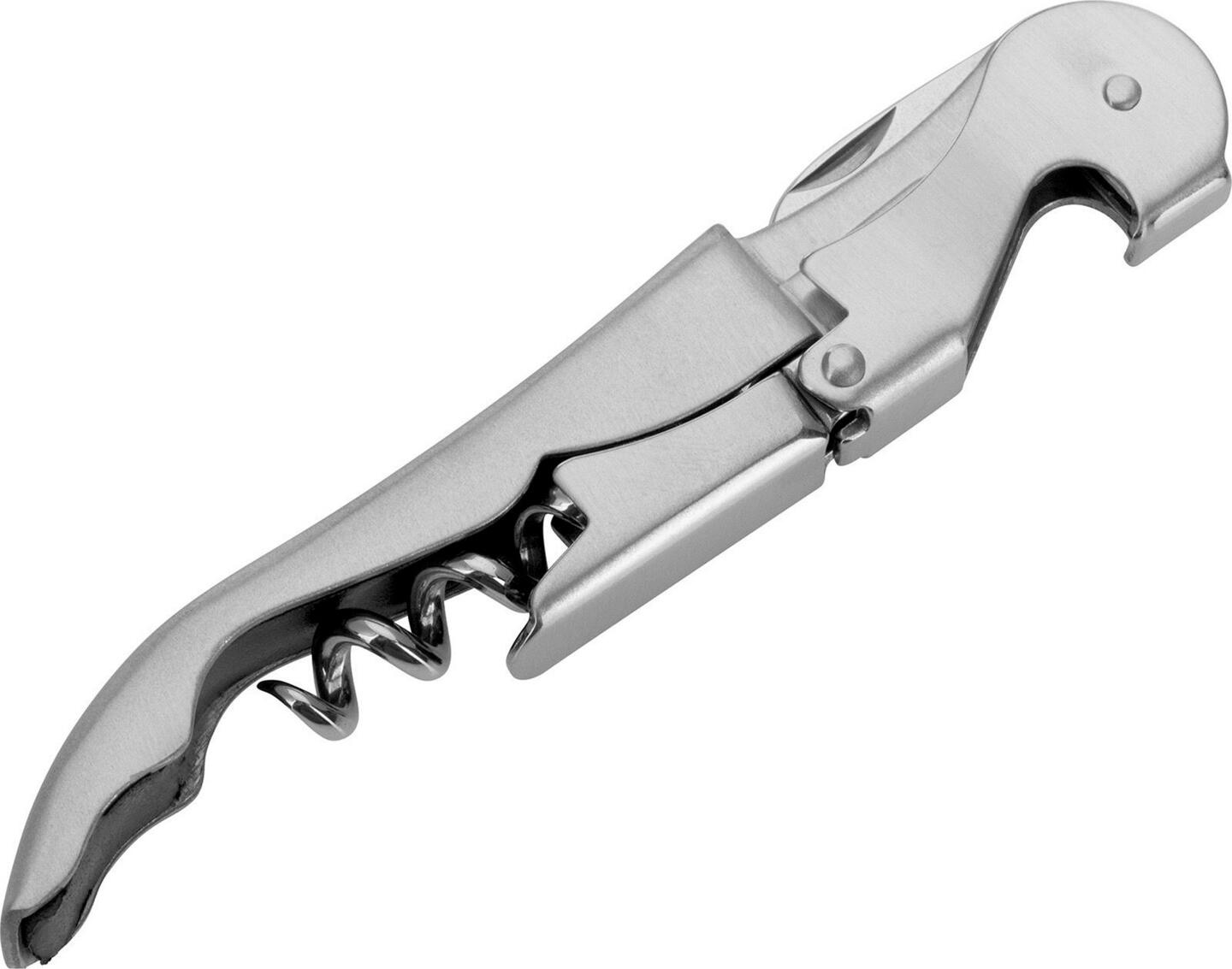 Westmark Westmark GmbH Kellnermesser Profi Kellnermesser Profi Kellnermesser Profi; 12x2x2 cm (LxWxH); silver Kellnermesser Profi; 12x2x2 cm (LxBxH); silber Das Westmark Kellnerbesteck Profi ist das klassische Servicewerkzeug für Gastronomie, Hotellerie, Catering, Bar und Weinservice. Das klassische Kellnermesser kombiniert Korkenzieher, Kapselheber und Folienmesser in einem kompakten Profiwerkzeug und ermöglicht ein schnelles sowie komfortables Öffnen von Wein- und Getränkeflaschen. Der praktische 2-Stufen-Hebel erleichtert das mühelose Entfernen von Korken, während der stabile Wendel mit Seele für sicheren Halt im Kork sorgt. Die scharfe, gezackte Klinge ermöglicht ein einfaches Öffnen der Flaschenfolie. Die robuste Edelstahl-Ausführung macht das Kellnerbesteck ideal für den täglichen Einsatz im professionellen Servicebereich. Merkmale: Profi-Kellnermesser für Gastronomie, Hotel und Catering 3-in-1 Funktion: Korkenzieher, Kapselheber und Folienmesser 2-Stufen-Hebel für einfaches Entkorken Scharfe, gezackte Klinge Material: Edelstahl Maße: 120 x 20 x 20 mm 5 Jahre Herstellergarantie Wendel mit Seele Made in Germany spülmaschinengeeignet