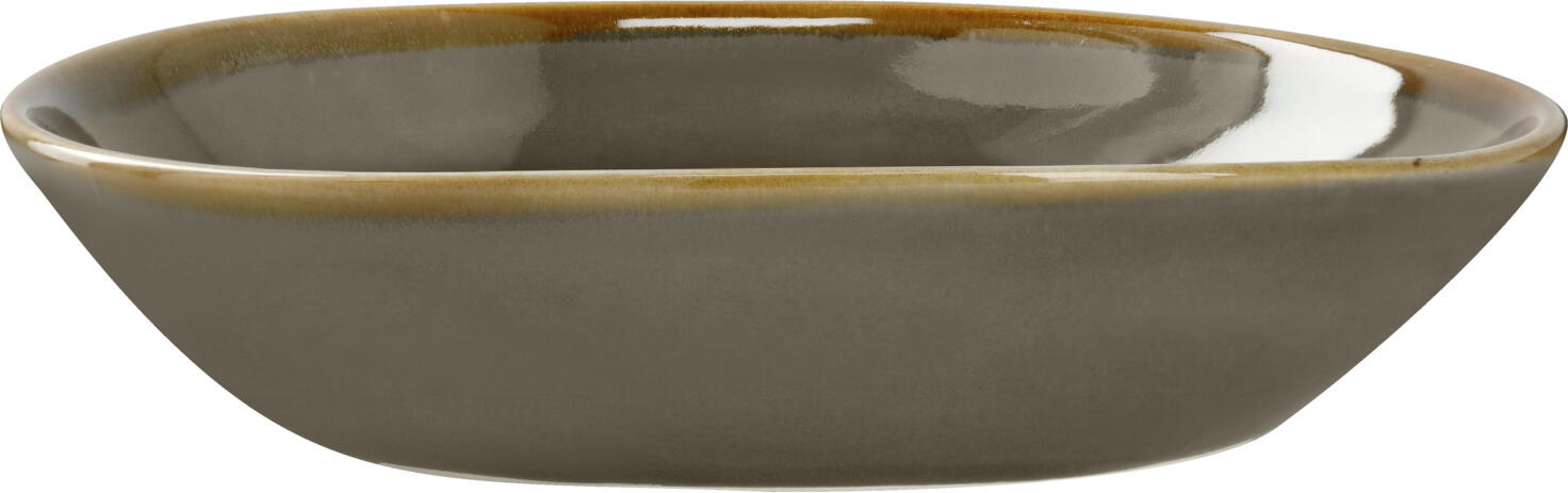 Pulsiva Glaze 2.0 Deep Plate, 22cm Glazed Porcelain Round Dish, 900ml Capacity, Grey with Decorative Rim, Stackable and Dishwasher Safe