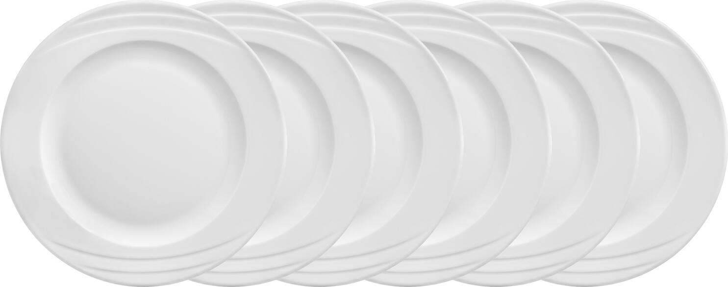 Farfurie Rasa Rotunda PULSIVA Melody, Porcelana Alba, 27.5 cm, Relief Elegant, Rezistenta la Zgarieturi, Compatibila cu Masina de Spalat Vase si Cuptor cu Microunde