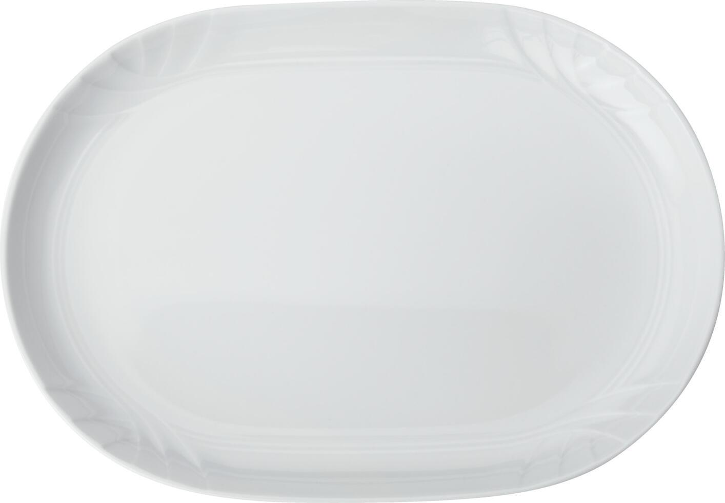 VEGA LUSINI Solutions GmbH Platter Kiara oval Platte Kiara oval Platter Kiara oval; 28x20 cm (LxW); white; oval; 6 piece / pack Platte Kiara oval; 28x20 cm (LxB); weiß; oval; 6 Stück / Pack White platter made of porcelain. With finely curved relief. Dishwasher safe and microwaveable. Weiße Platte aus Porzellan. Mit fein geschwungenem Relief. Spülmaschinenfest und mikrowellengeeignet.