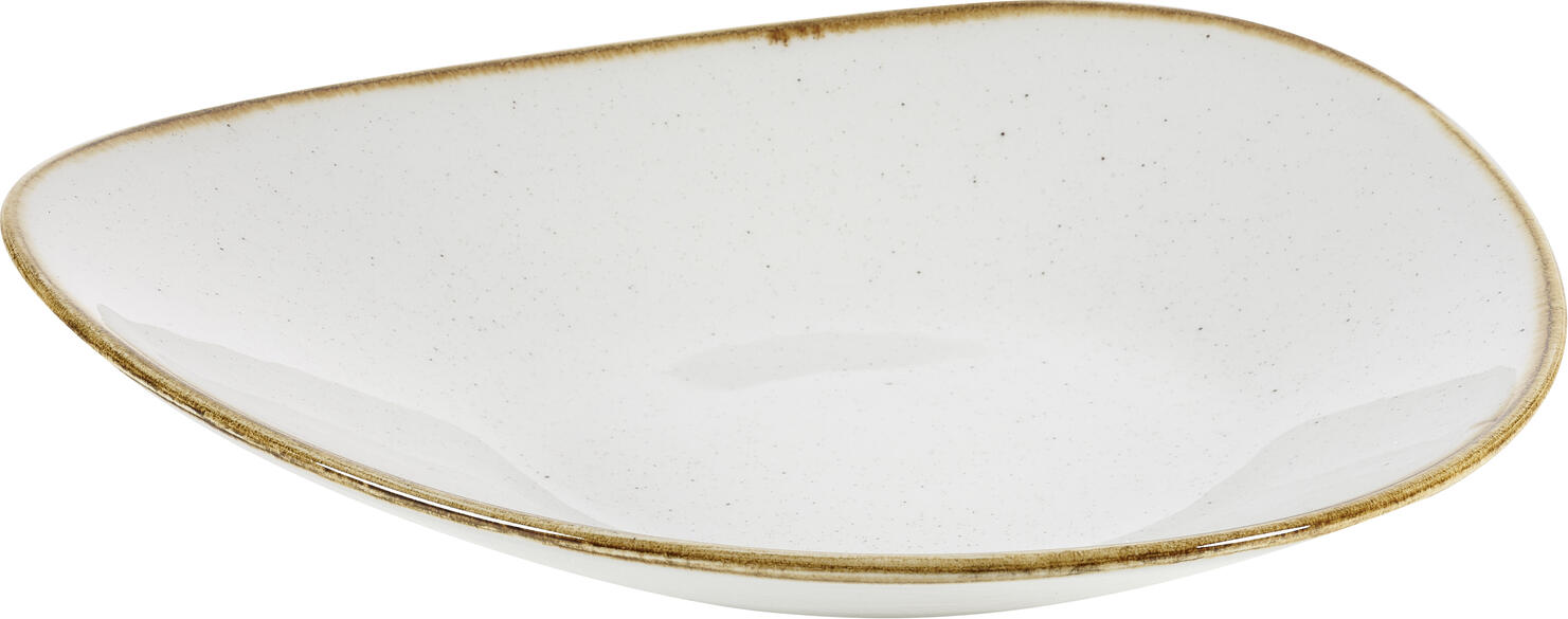 Churchill Stonecast Blueberry Triangular Bowl, 780ml Super Vitrified Porcelain, White-brown Hand-decorated Glaze, Professional Grade, 18.5x18.5cm