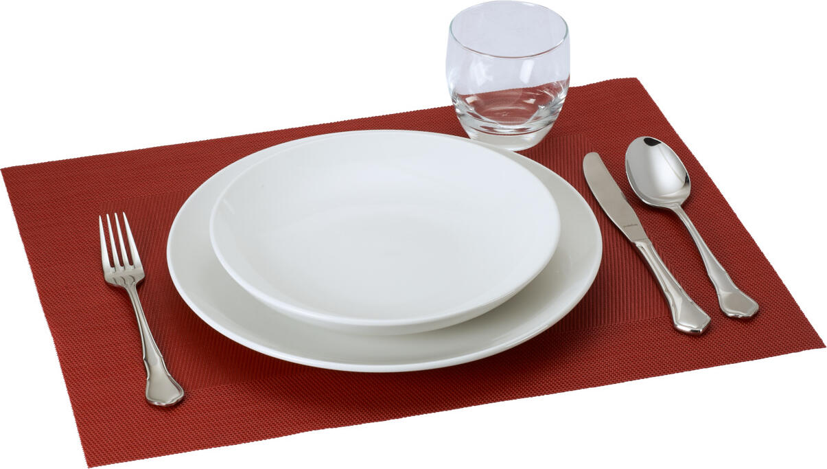 Set Placeșuri Rectangulare PULSIVA LUSINI Nevada, Roșu, PVC și Poliester, 35 x 47 cm, Rezistente la Mașina de Spălat Vase, Design Ramă Atlas Clasică
