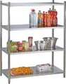 PULSIVA Profi II Stainless Steel Storage Rack, 4-Shelf Heavy Duty Shelving Unit, 155 x 150 x 60 cm, 300 kg Load Capacity, Adjustable Feet, Silver