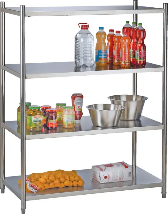 PULSIVA Profi II Stainless Steel Storage Rack, 4-Shelf Heavy Duty Shelving Unit, 155 x 150 x 60 cm, 300 kg Load Capacity, Adjustable Feet, Silver