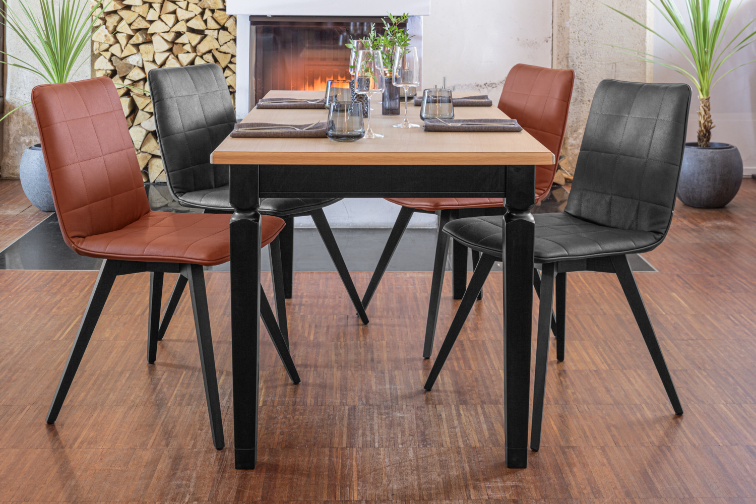 VEGA Milaria Shell Chair, Imitation Leather Upholstered Seat, Lacquered Beech Wood Frame, 60x51x88.5 cm, High Abrasion Resistance