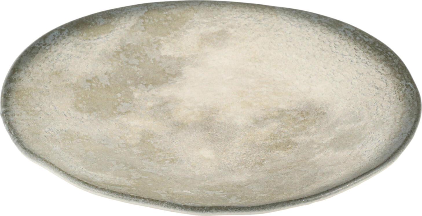 Porland Selene Flat Plate, 30 cm Stoneware Dinner Plate with Matt Glaze and Irregular Rim, Grey/White, Dishwasher and Microwave Safe