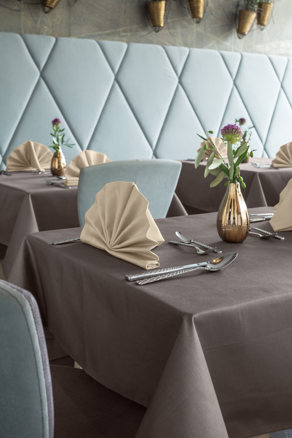 LUSINI Palermo Square Tablecloth, 100x100 cm, 100% Cotton Full-Twist Damask, Stone-Grey, OEKO-TEX Standard 100, Hard-Wearing and Easy-Care