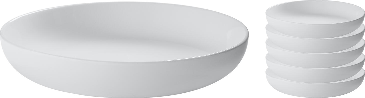 Farfurie Adanca Pulsiva Guscia, Porcelana Alba, 430ml, Diametru 17.3cm, Design Rotund Fara Margine, Compatibila cu Masina de Spalat Vase si Cuptor cu Microunde