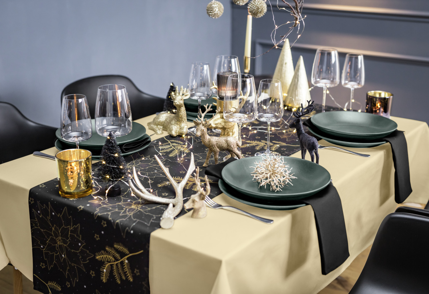 Erwin M. Lusini Palermo Rectangular Tablecloth, 100% Cotton Full-Twist Damask, 130 x 220 cm, Champagne Beige, OEKO-TEX Standard 100 Certified