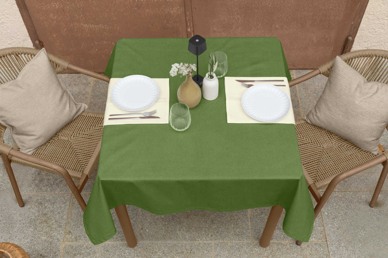 ERWIN M. LUSINI Lasolana Outdoor Tablecloth, 130x130 cm Square, Polyester Cotton Blend, Acrylic Coating, Stain-Resistant, UV-Resistant, OEKO-TEX