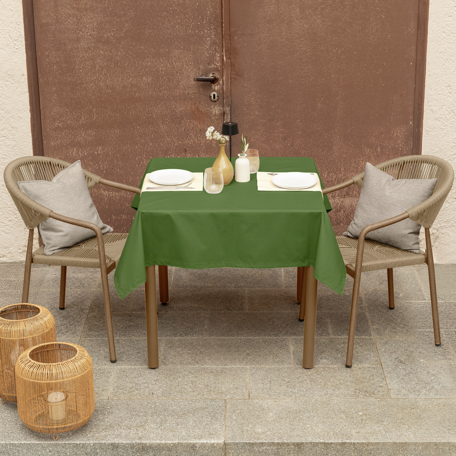 ERWIN M. LUSINI Lasolana Outdoor Tablecloth, 130x130 cm Square, Polyester Cotton Blend, Acrylic Coating, Stain-Resistant, UV-Resistant, OEKO-TEX