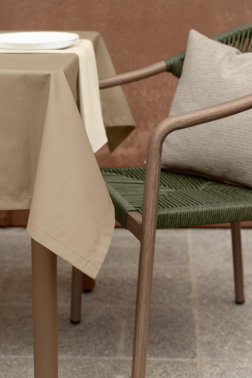 ERWIN M. LUSINI Lasolana Outdoor Tablecloth, Square 130x130 cm, Polyester Cotton Blend, Stain-Resistant and Water-Repellent Acrylic Coating, Beige