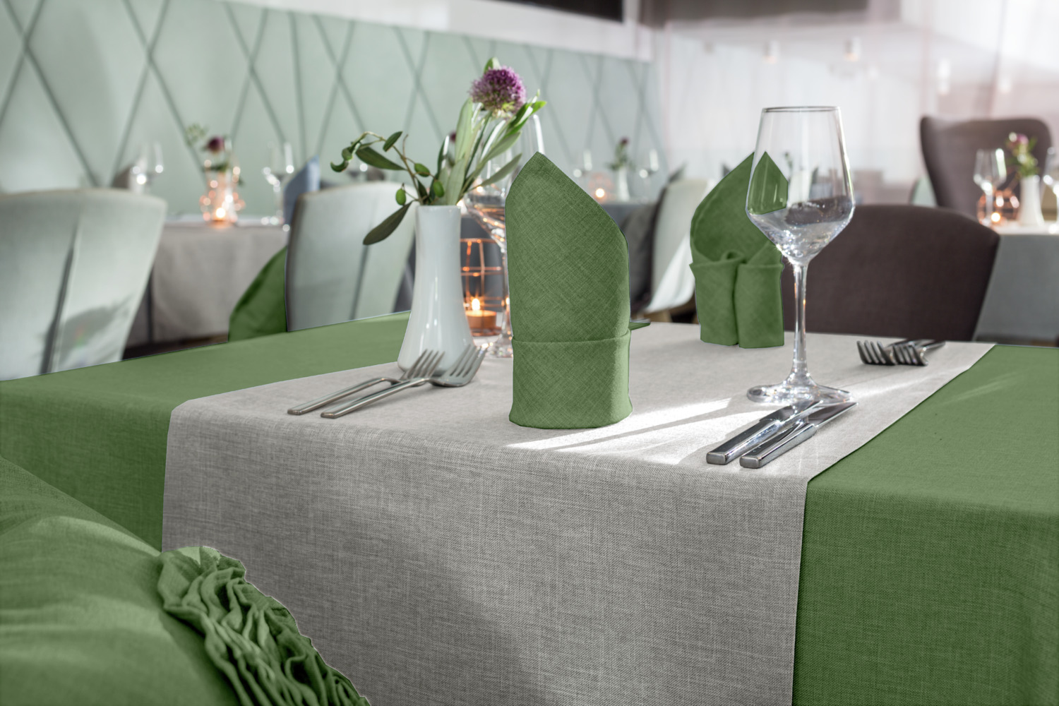 Erwin M. Lusini Nova Tablecloth, 100% Polyester, 130 x 170 cm, Dark-green, Mottled Look, OEKO-TEX Standard 100, Robust and Easy Care