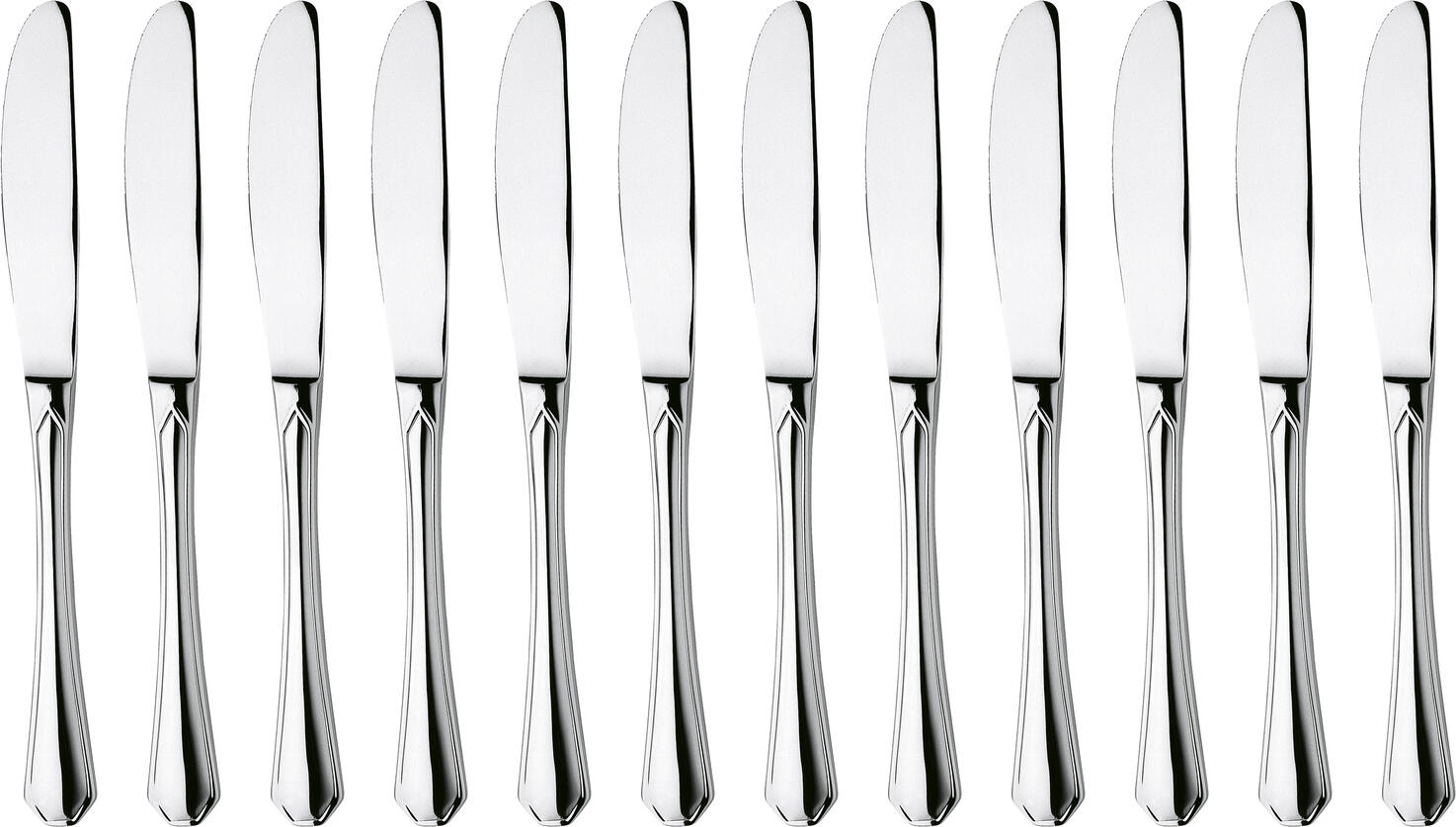 Pulsiva Tunis Basic Table Knife, 13/0 Chrome-Stainless Steel, Mirror Polished, Rustproof, Nickel-Free, 22.1 cm, Dishwasher Safe, Gastronomy Grade