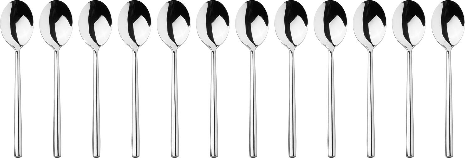 VEGA London Table Spoon, Mirror Polished 18/0 Chrome Stainless Steel, Slim Round Handle, 19.8 cm, Silver, Dishwasher Safe