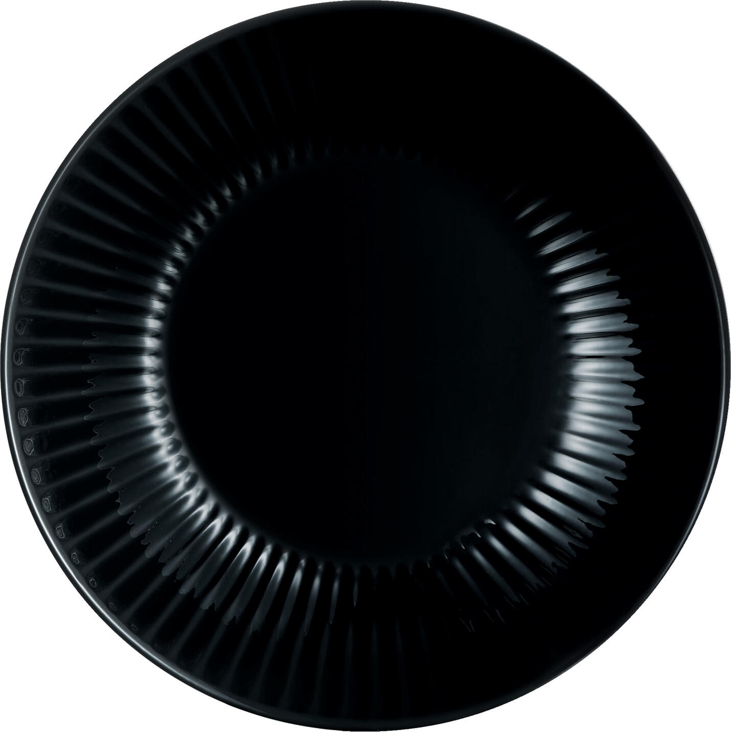 Luminarc Cottage Tempered Glass Plates, Black Round Ribbed Edge, 20 cm Diameter, 4.2 cm Height, Stackable, Dishwasher and Microwave Safe