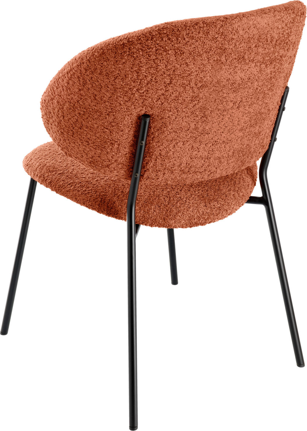 Scaun Tapitat VEGA Lindo Bouclé, Scoica Ergonomica, Material Bouclé 100% Poliester, Cadru Otel Vopsit Electrostatic, 55x65x85 cm