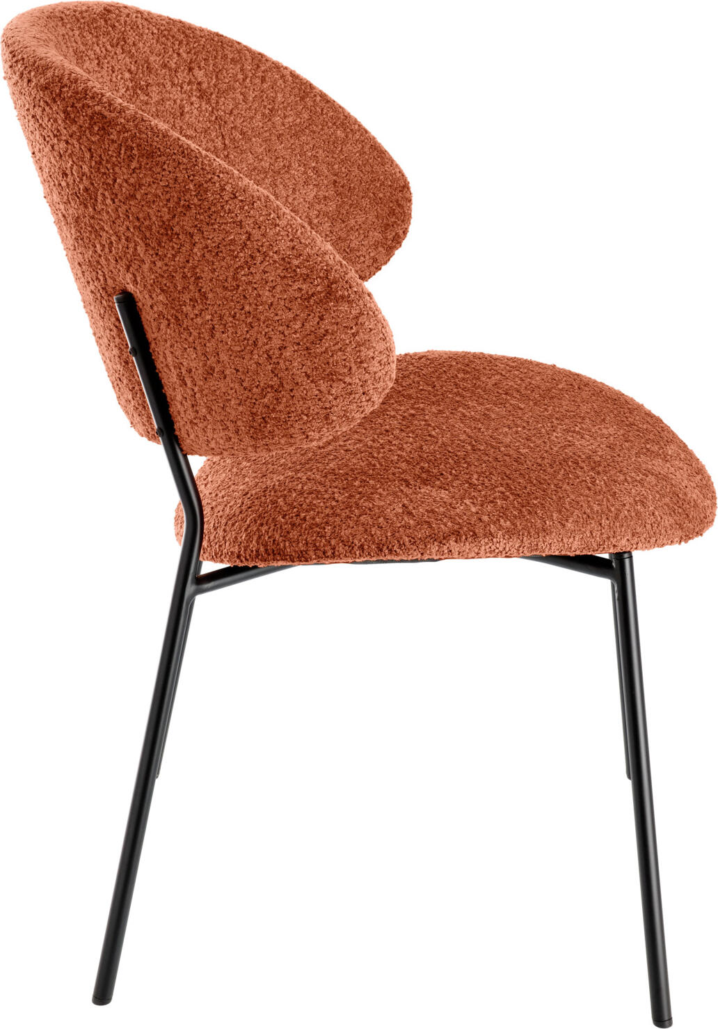 Scaun Tapitat VEGA Lindo Bouclé, Scoica Ergonomica, Material Bouclé 100% Poliester, Cadru Otel Vopsit Electrostatic, 55x65x85 cm