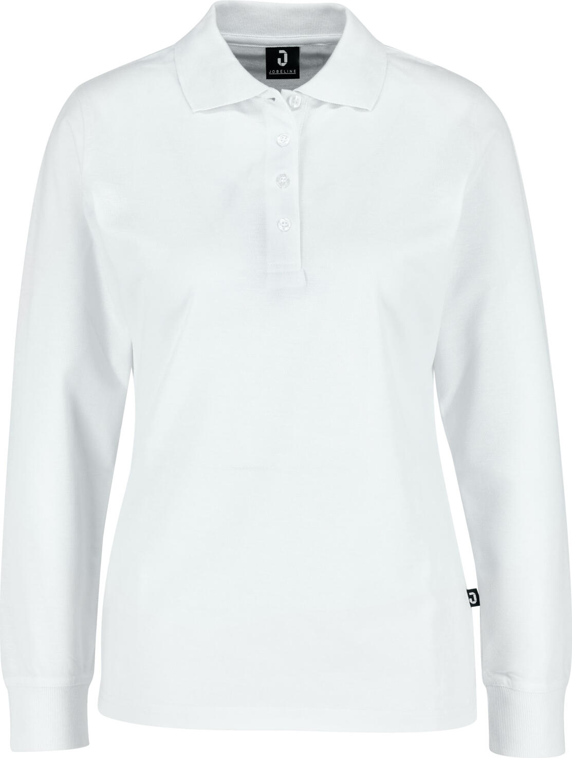 JOBELINE LUSINI Solutions GmbH Women's polo shirt Fly long sleeve Damen Poloshirt Fly Langarm Women's polo shirt Fly long sleeve; Size L; white Damen Poloshirt Fly Langarm; Kleidergröße L; weiß 65 % polyester, 35 % cotton. 60°C gentle wash. Long-sleeved polo shirt for women in superwash quality made from a high-quality material mix with optimum comfort. The easy-care polo shirt has a polo collar with a three-button placket, long sleeves with ribbed cuffs and small side slits at the hem. Straight cut with a comfortable fit. Back length: 64 cm for size S. 65 % Polyester, 35 % Baumwolle. 60°-Schonwäsche. Langärmliges Polo-Shirt für Damen in Superwash-Qualität aus einem hochwertigen Materialmix mit optimalem Tragekomfort. Das pflegeleichte Poloshirt verfügt über einen Polokragen mit Dreiknopfleiste, lange Ärmel mit gerippten Ärmelbündchen und kleine Seitenschlitze am Saum. Gerade geschnitten mit bequemer Passform. Rückenlänge: 64 cm in Gr. S
